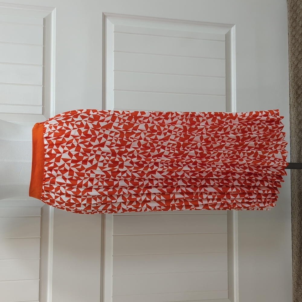 Future Collective Orange White Abstract Pattern Skirt - Kahlana Barfield Brown